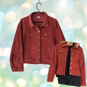 🔥2 For $20🔥Cropped Rust Brown Corduroy Jacket Size L